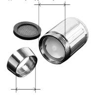 Световая насадка на кран с датчиком температуры, работает без батареек, внутренняя/внешняя резьба M22/M24 - Световая насадка на кран с датчиком температуры, работает без батареек, внутренняя/внешняя резьба M22/M24